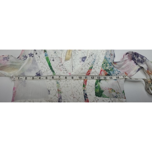 Cyrena M Cold Shoulder Light Top Fairy Beach Coastal Floral - Picture 11 of 11